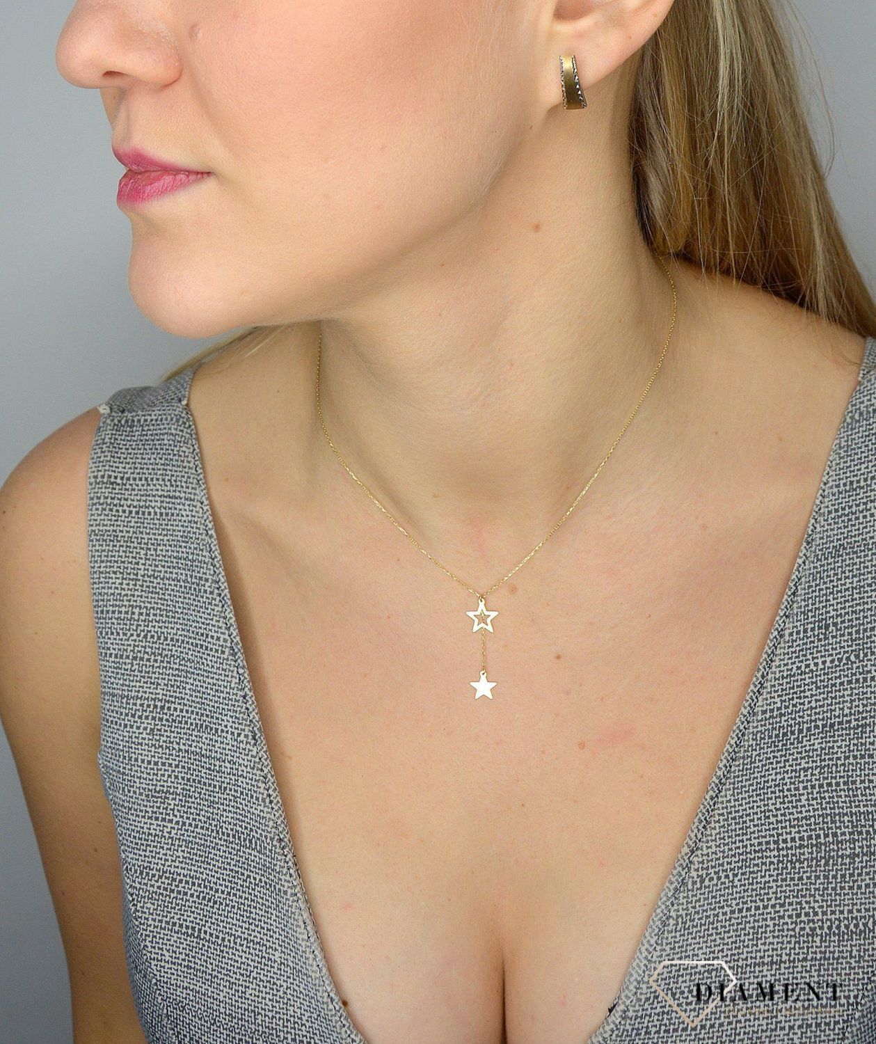 Naszyjnik złoty próby 585 gwiazdki NA 2058  ✓Złote Naszyjniki Damskie w Sklepie z Biżuterią zegarki-diament.pl.jpg